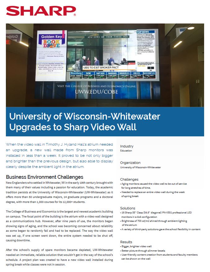 University Wisconsin, Video Wall, Case Study, education, B&C Business Products